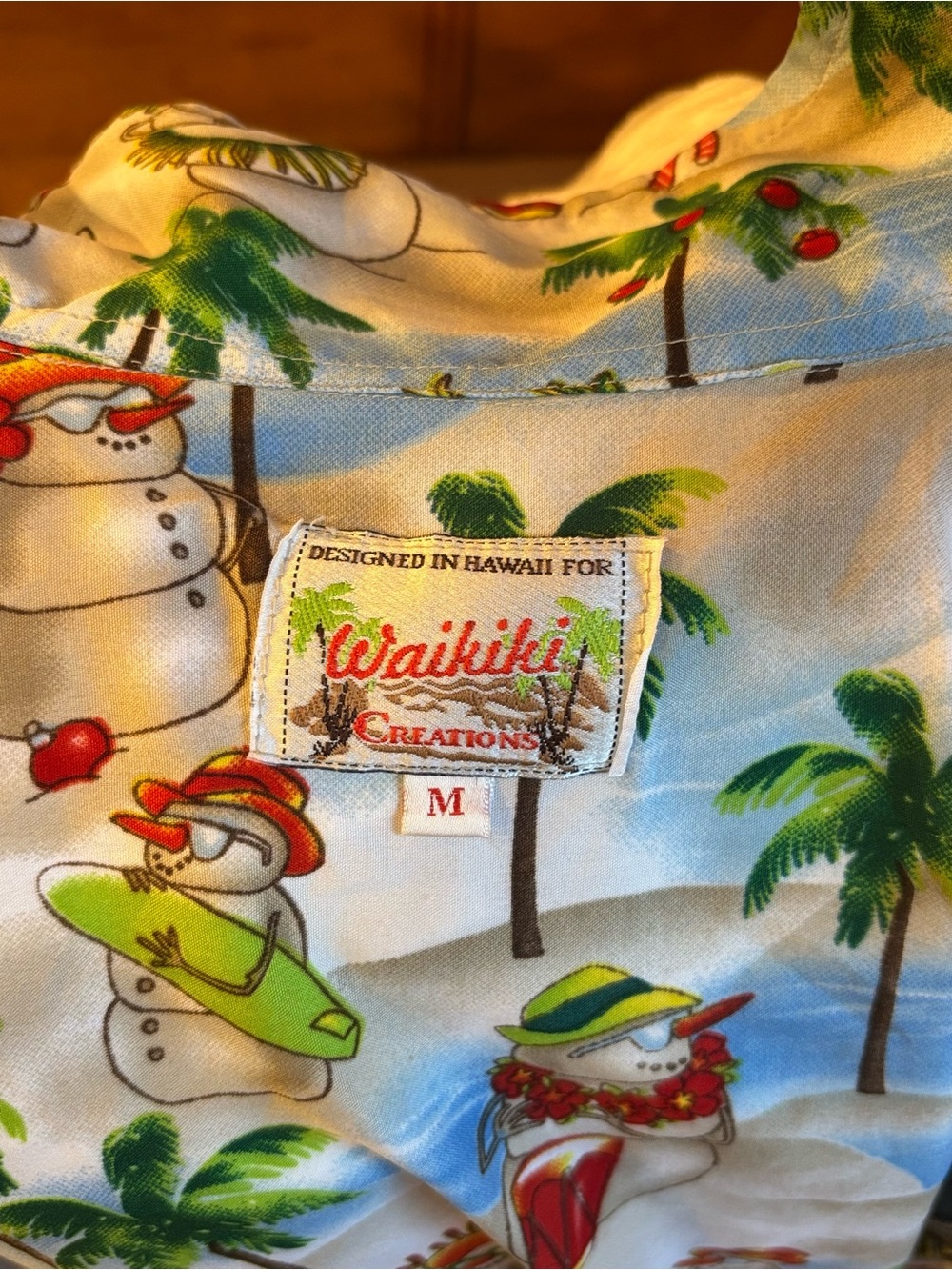 Waikiki Creations Christmas Santa Snowman Tropical Hawaiian Shirt Unisex Medium - Picture 2 of 8